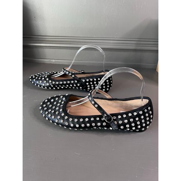 Steve Madden Ballet Flats Rhinestone Embellished Sz 8.5 Edgy **READ - Flaw** - Picture 4 of 6